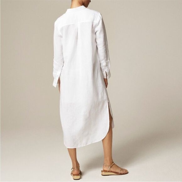 NWT J CREW Tunic shirt-dress in linen in white - Picture 4 of 9